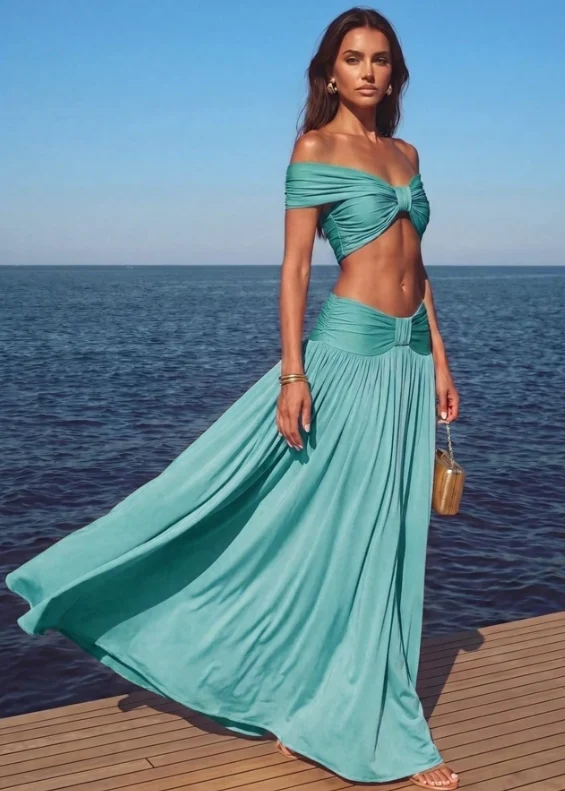 Ensemble bleu turquoise boheme