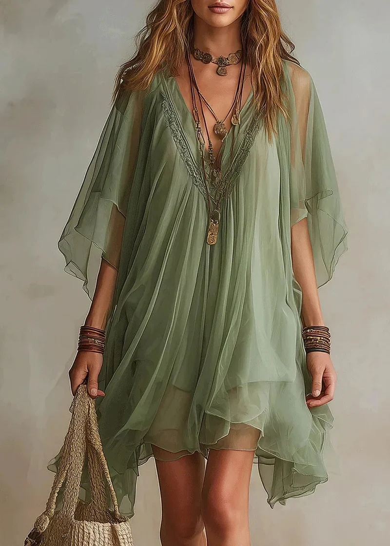 Robe en mousseline transparente