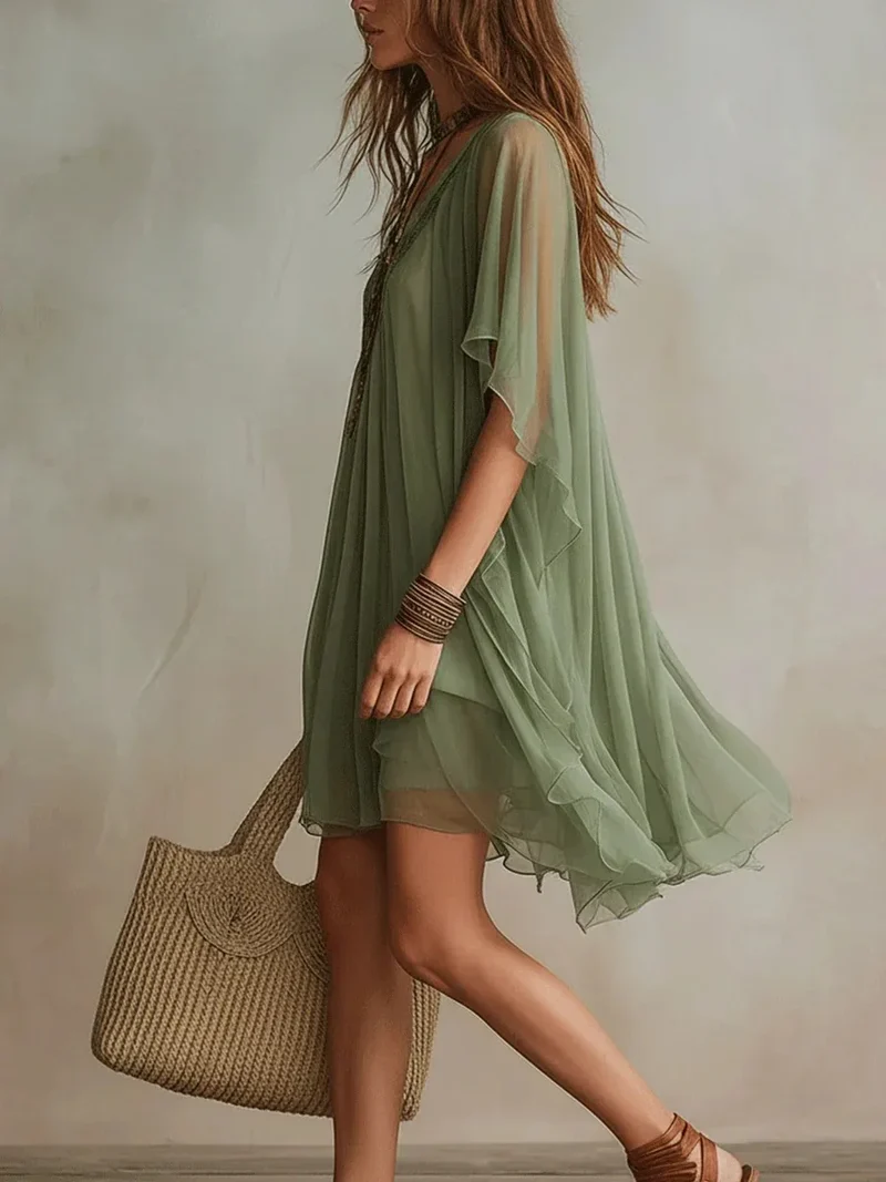 Robe en mousseline transparente