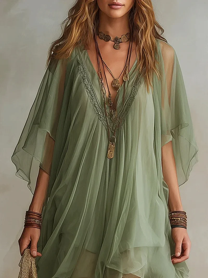 Robe en mousseline transparente