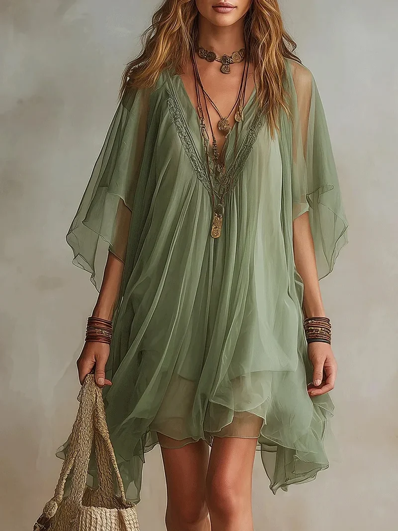 Robe en mousseline transparente