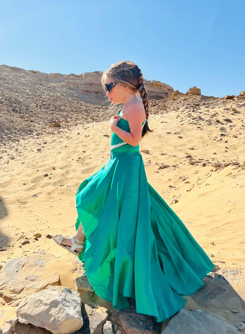 Robe en soie asymétrique verte