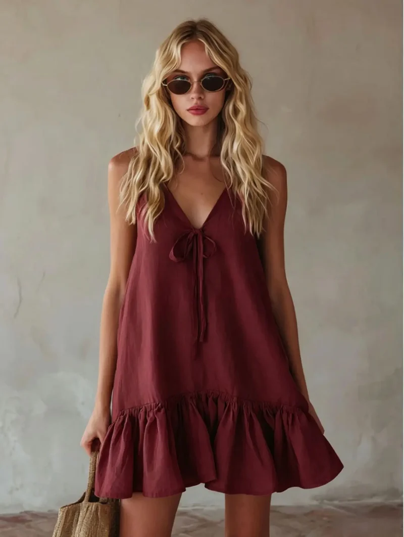 Robe Bohémienne Bordeaux