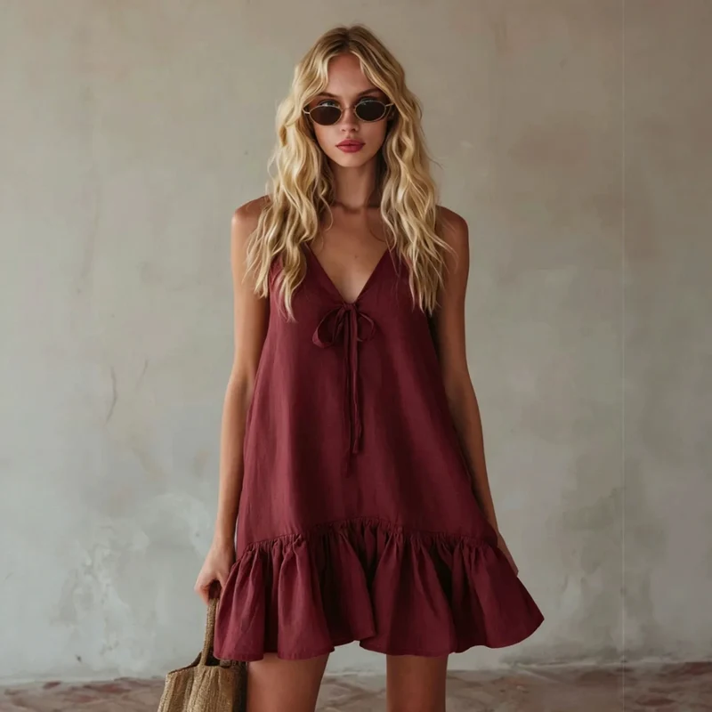 Robe Bohémienne Bordeaux