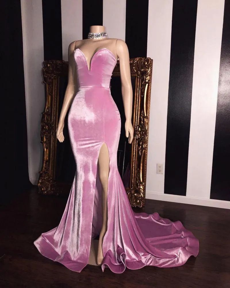 Robe de soirée sirène sans manches à décolleté en cœur : élégante robe de bal à fente haute