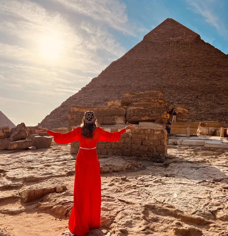 Robe en crêpe de soie orange