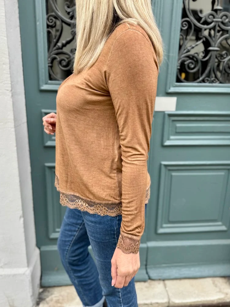 Teeshirt manches longues Danielo camel foncé