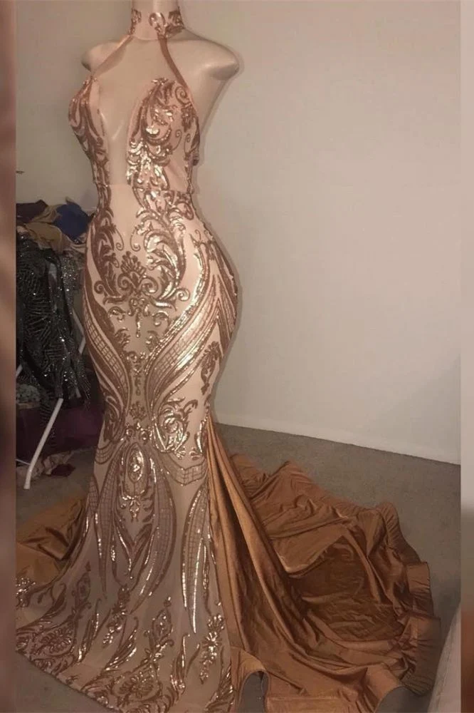 Superbe robe de bal sirène à paillettes et col en V, idéale pour une soirée élégante