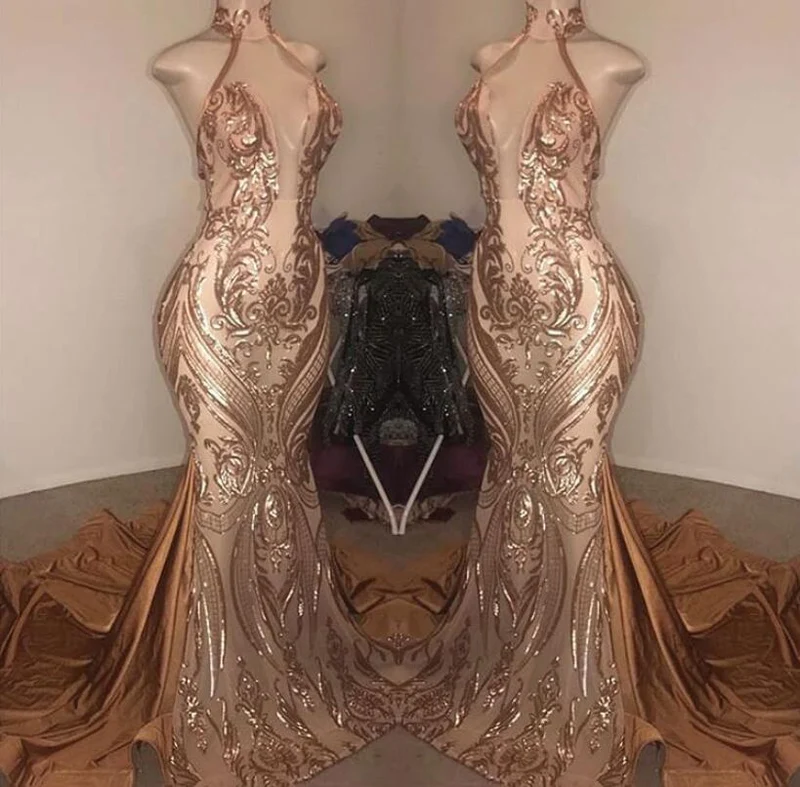 Superbe robe de bal sirène à paillettes et col en V, idéale pour une soirée élégante