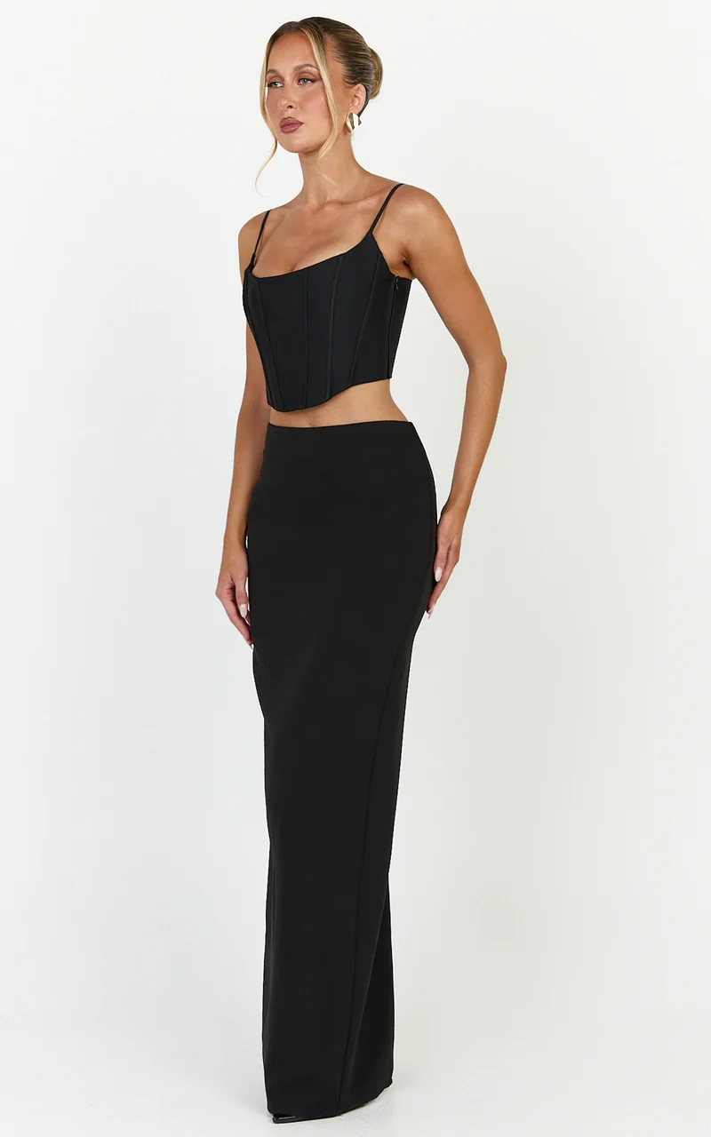 Marais Top - Lace Up Back Corset Top in Black