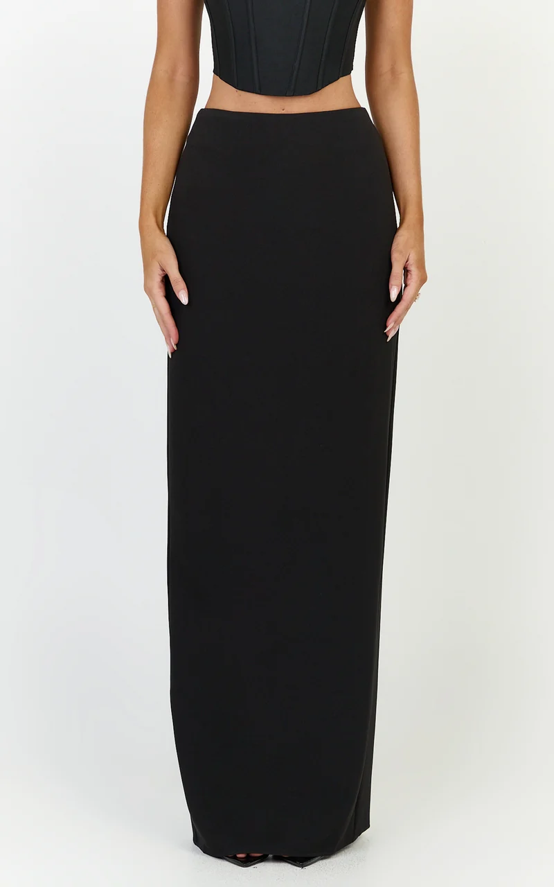 Marais Maxi Skirt - Column Skirt in Black