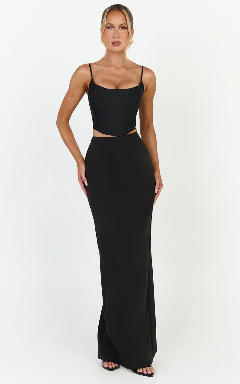 Marais Maxi Skirt - Column Skirt in Black