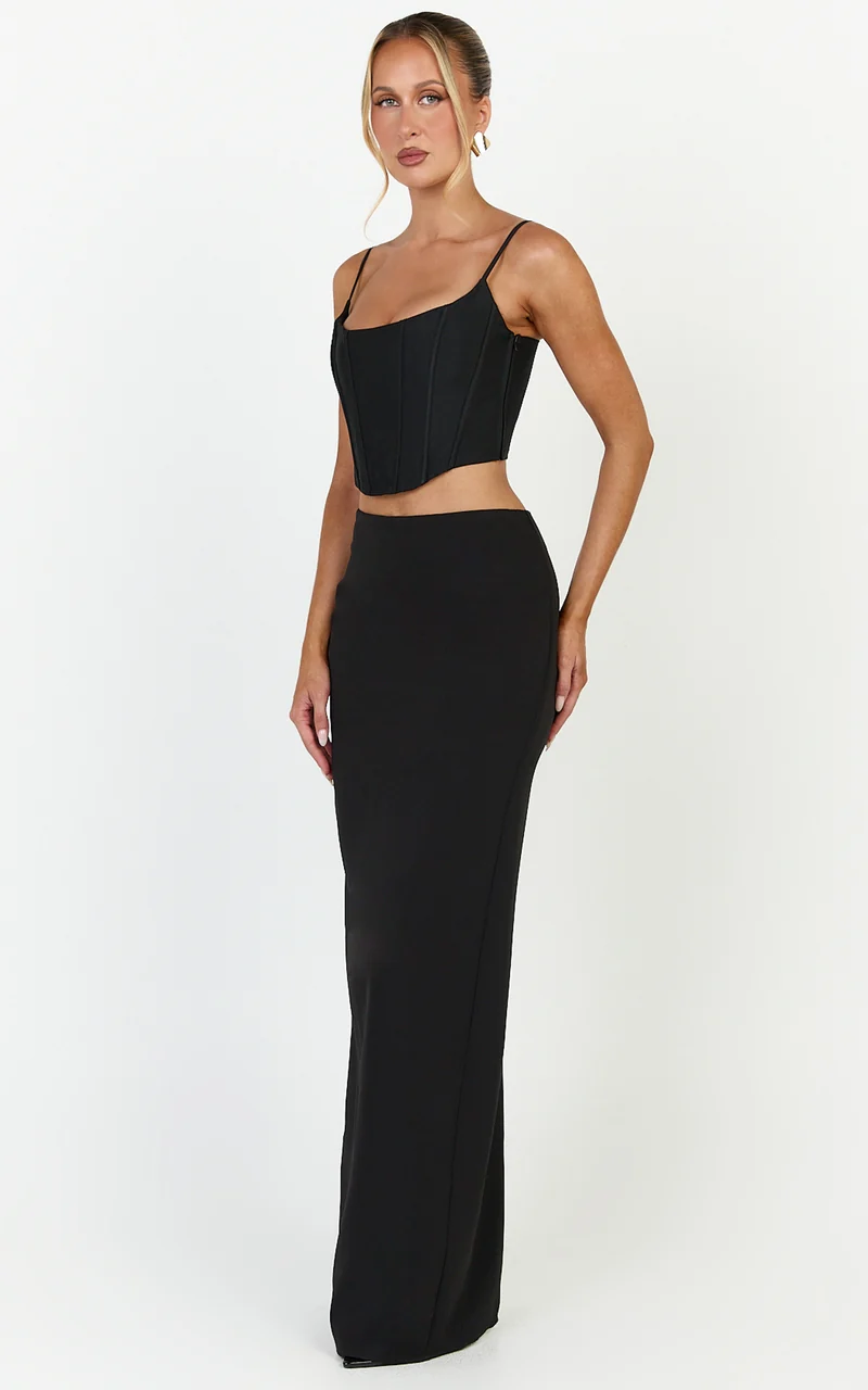 Marais Maxi Skirt - Column Skirt in Black