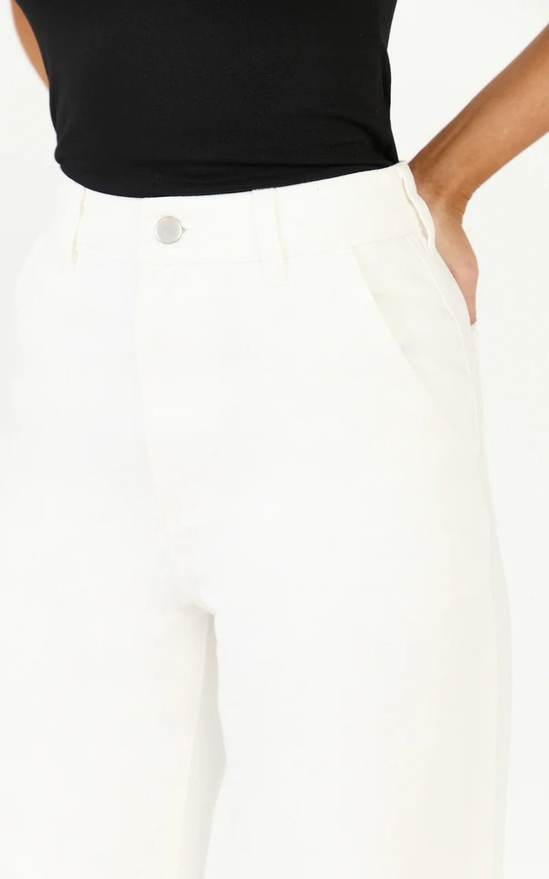 Therese Jeans - High Waist Wide Leg Flare Recycled Denim Jeans in Ecru