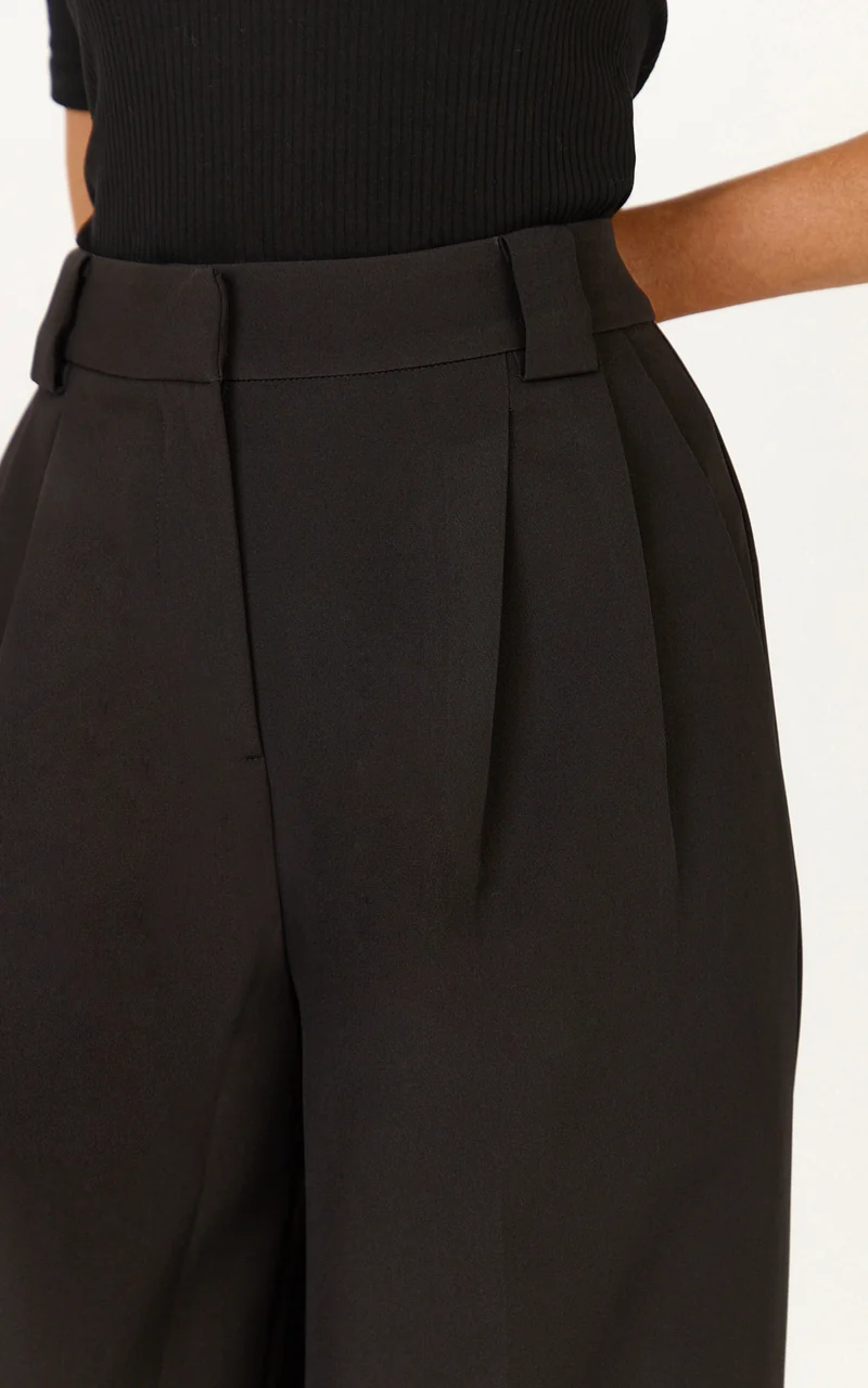 Jane Pants - High Waist Tailored Wide Leg Pants in Black