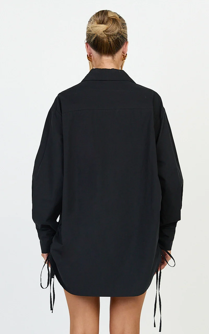Kalpena Shirt - Ruched Side Oversized Shirt in Black