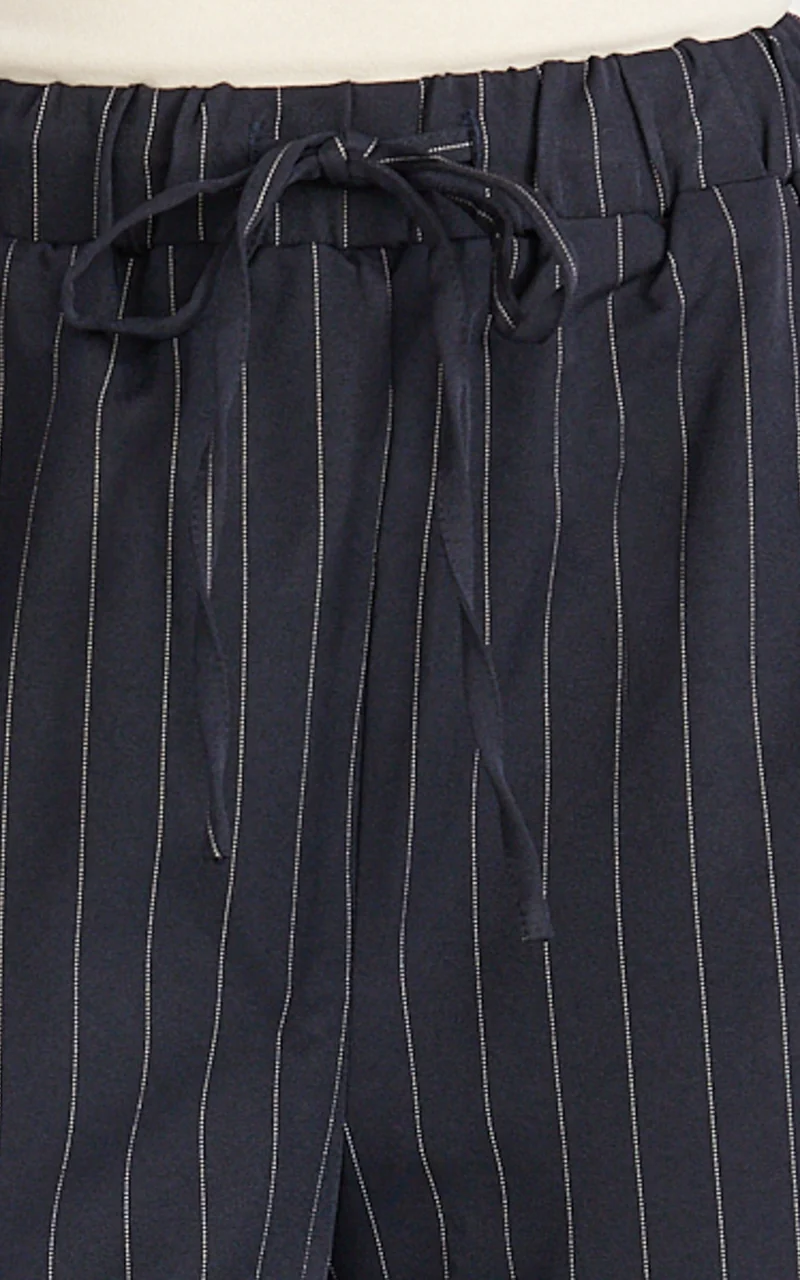 Amara Pants - High Waist Wide Leg Stripe Pants in Navy