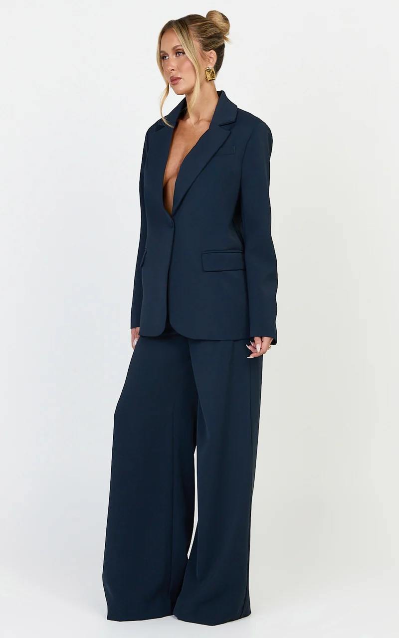 Selena Blazer - Oversized Single Breasted Blazer in Navy