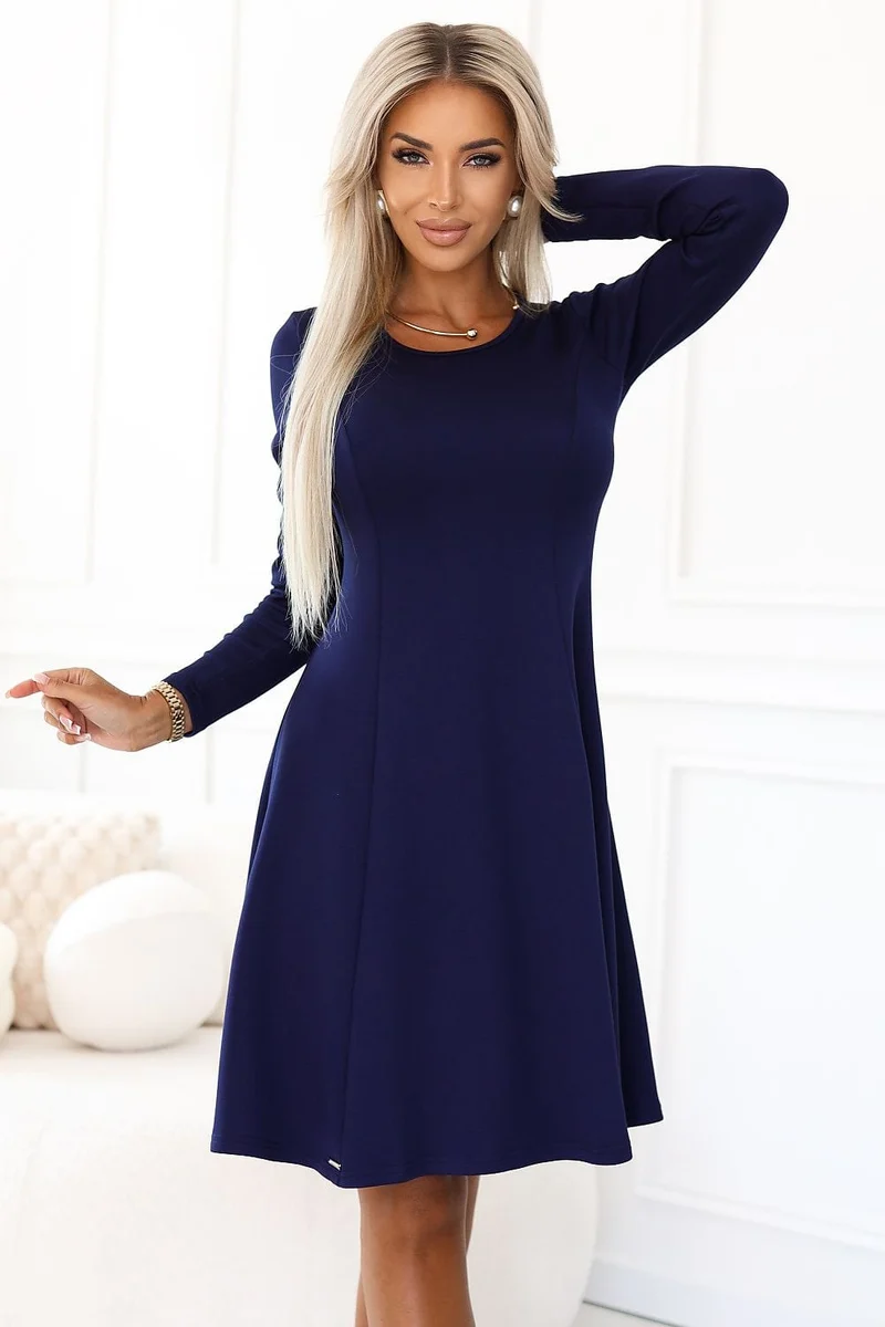 Robe casual bleu marine manches longues