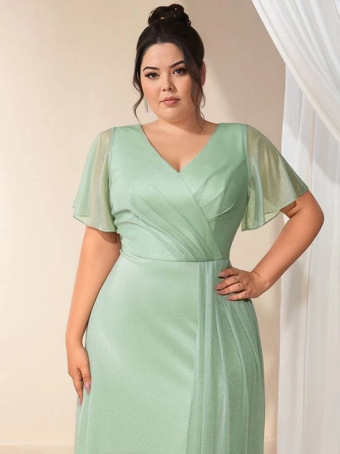 Robe de soirée mariage grande taille verte