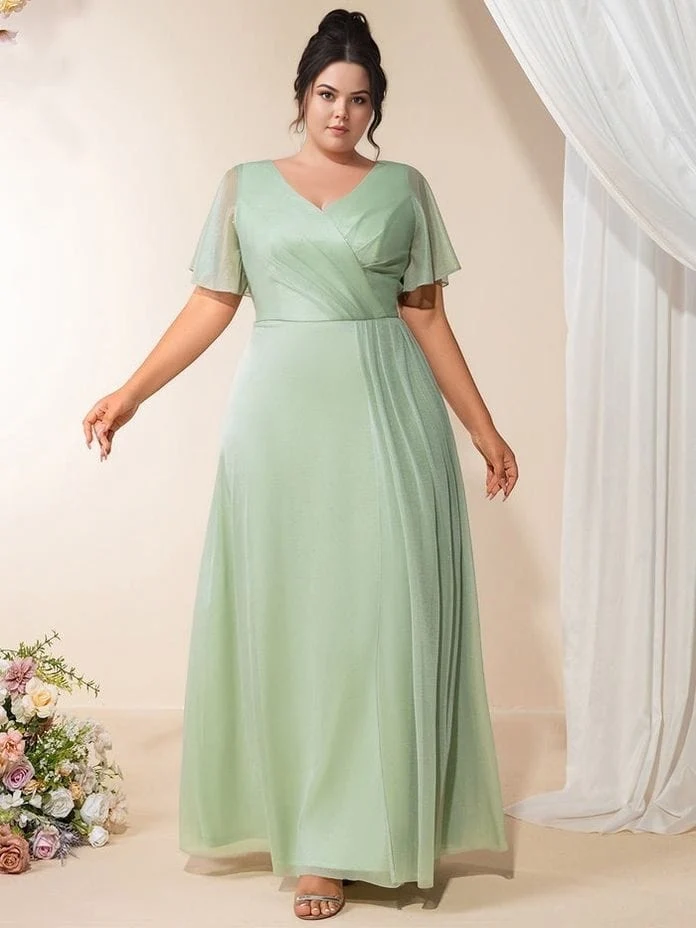 Robe de soirée mariage grande taille verte