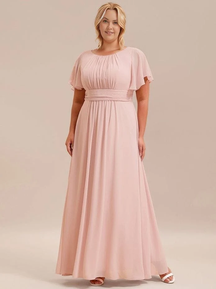 Robe demoiselle d'honneur rose grande taille longue