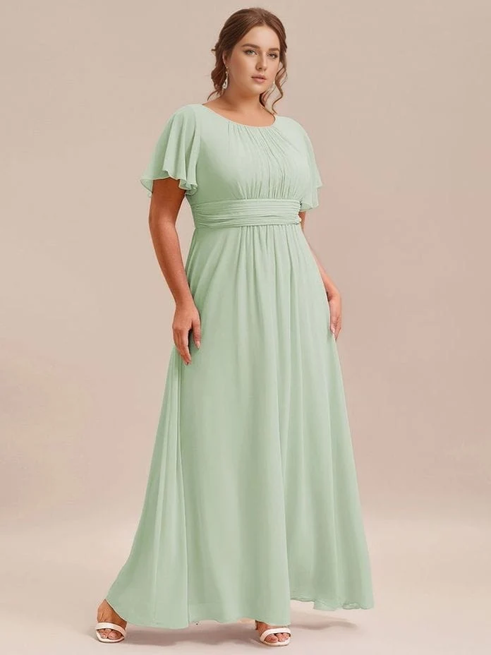 Robe demoiselle d'honneur vert sauge longue fluide grande taille