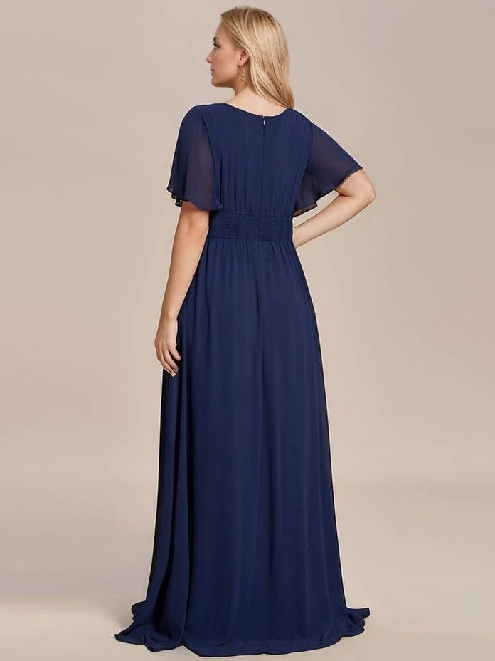 Robe demoiselle d'honneur bleu marine drappée longue