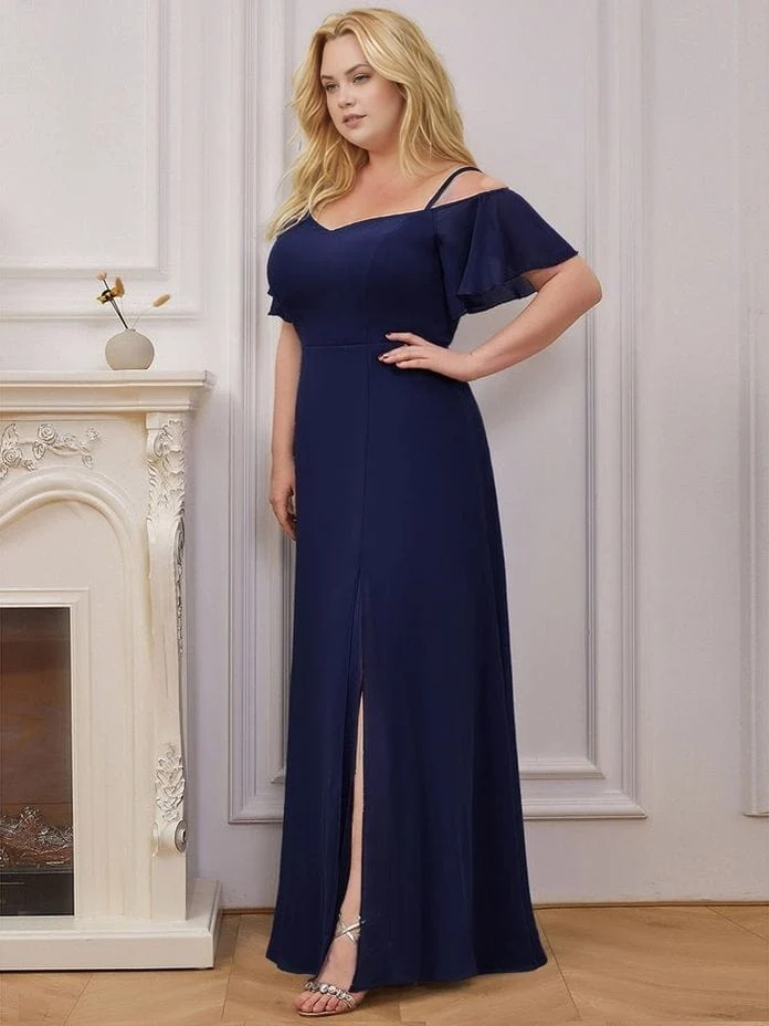 Robe de soirée bleue longue plus size