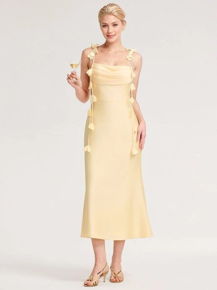 Robe d'invitée mariage jaune à bretelles