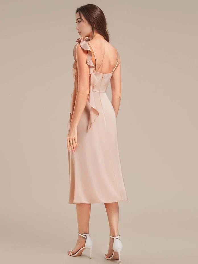 Robe pour invitée au mariage midi couleur champagne