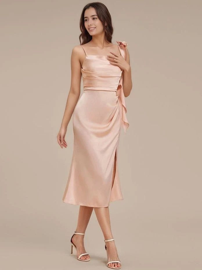 Robe pour invitée au mariage midi couleur champagne