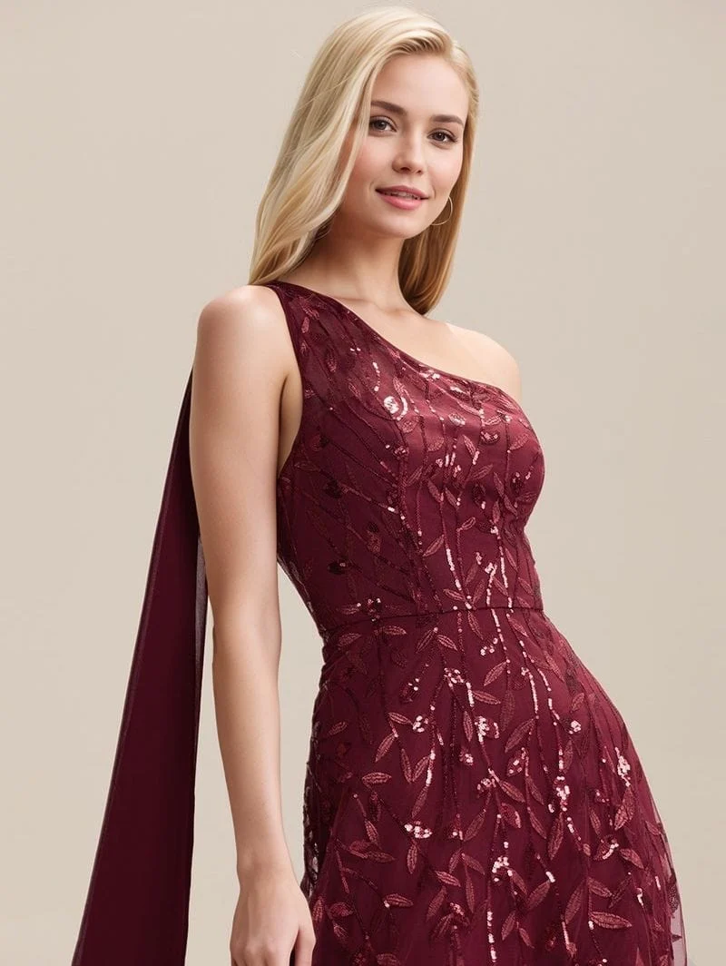 Robe d'invitée au mariage bordeaux une épaule