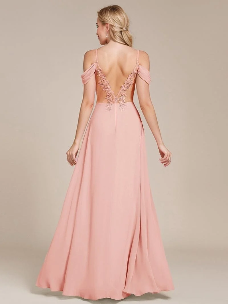 Robe demoiselle d'honneur rose longue dos nu