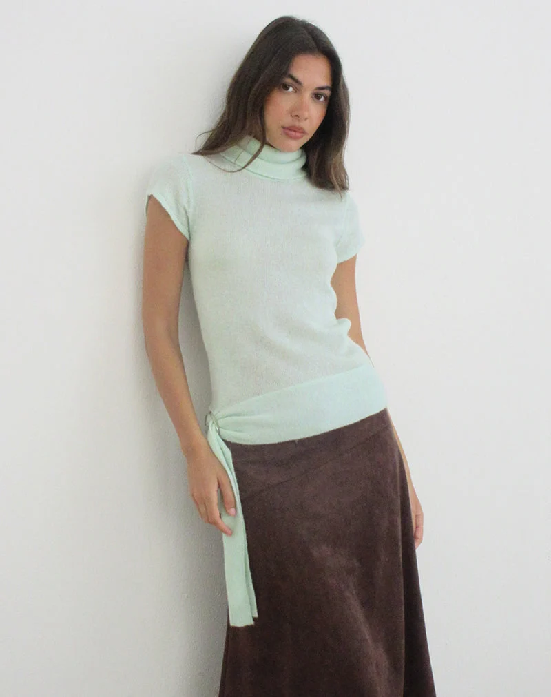 Haut Jian à ceinture bouclée en maille transparente couleur menthe
