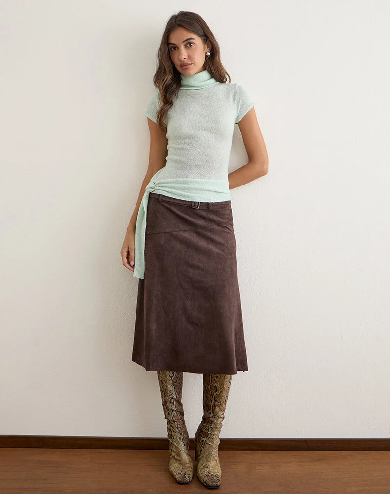 Haut Jian à ceinture bouclée en maille transparente couleur menthe