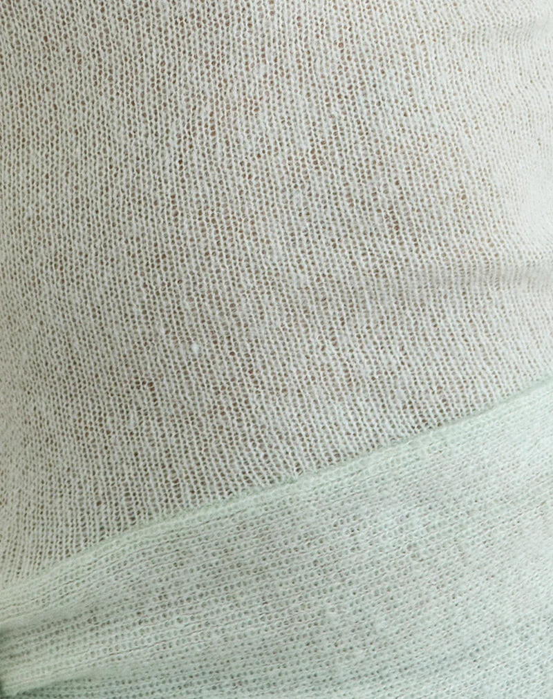 Haut Jian à ceinture bouclée en maille transparente couleur menthe