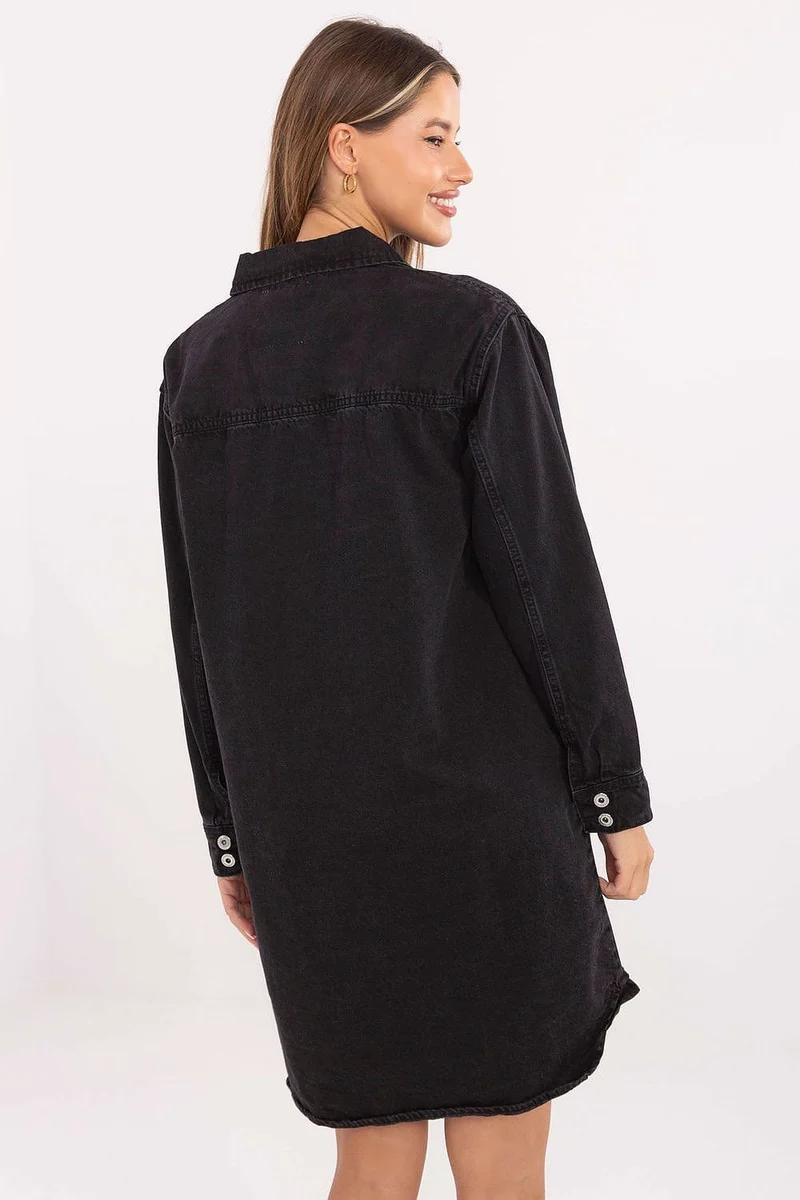 Robe chemise noire courte en jean