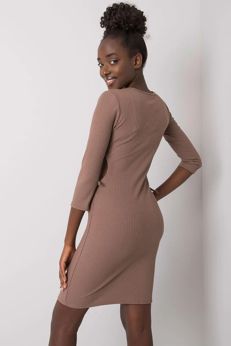Robe casual moulante courte manches longues