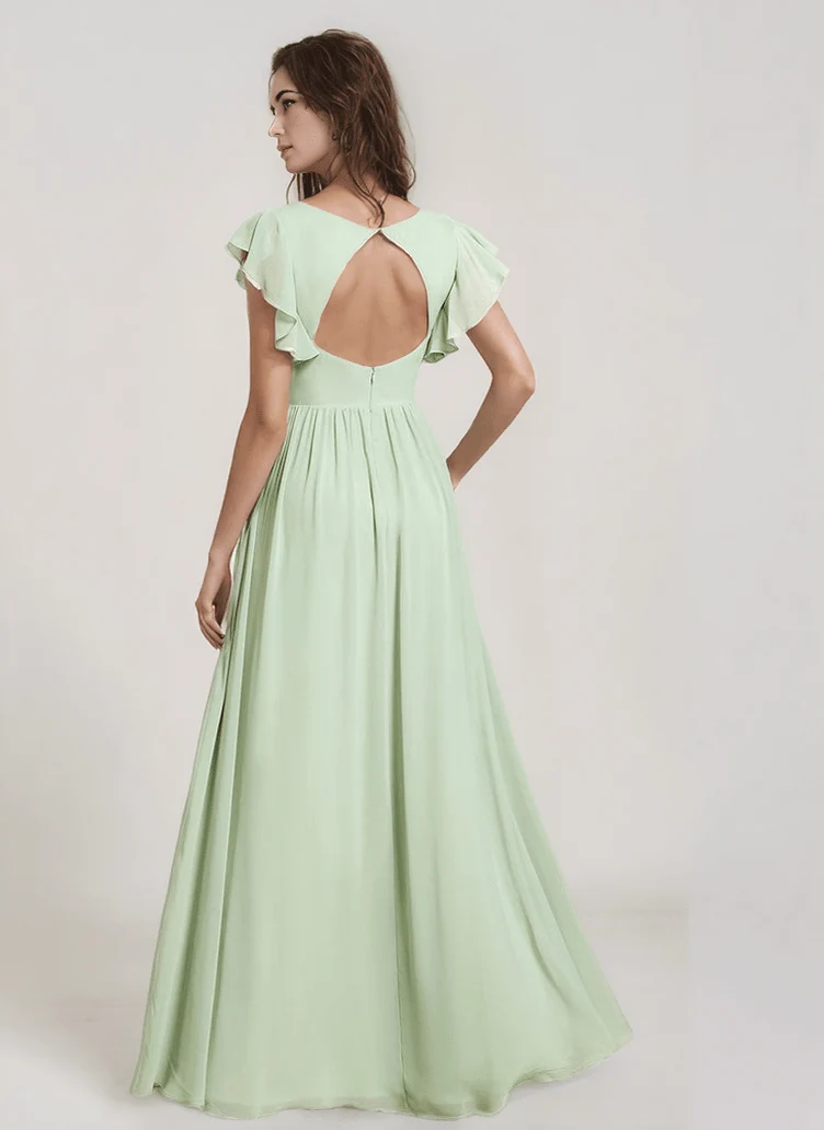 Robe demoiselle d'honneur fluide verte sauge