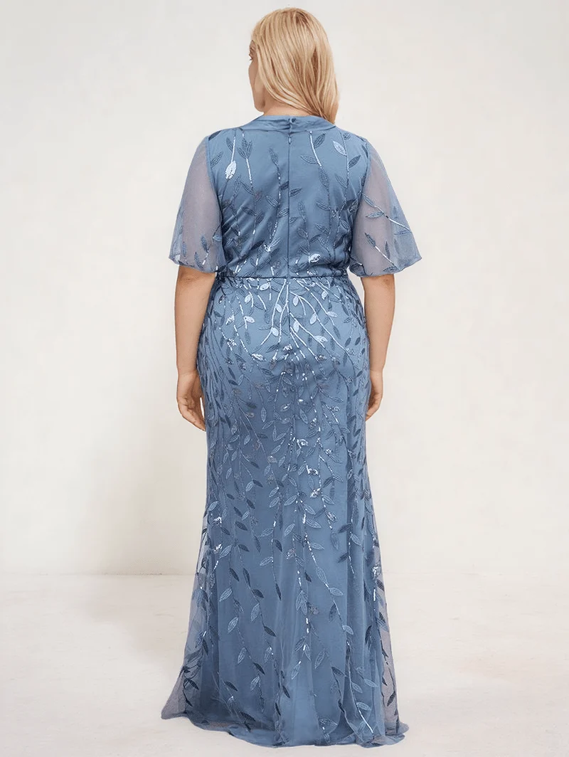Robe de soirée bleue longue plus size