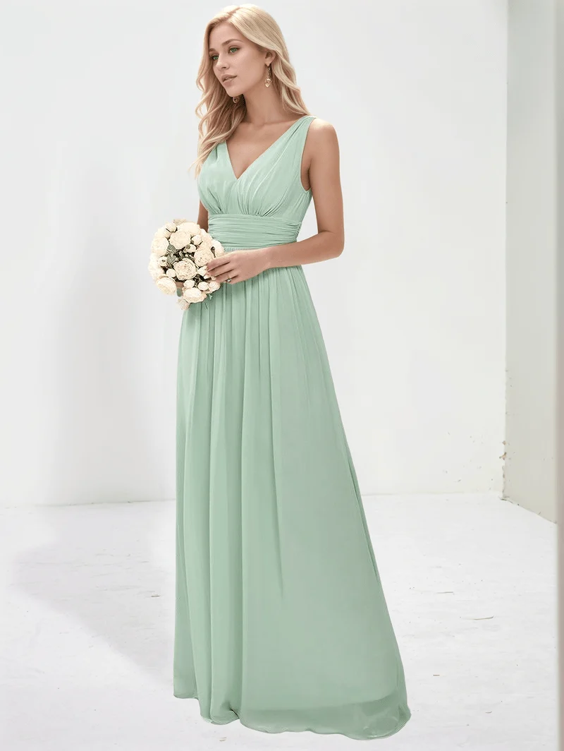Robe pour invitée au mariage longue vert sauge