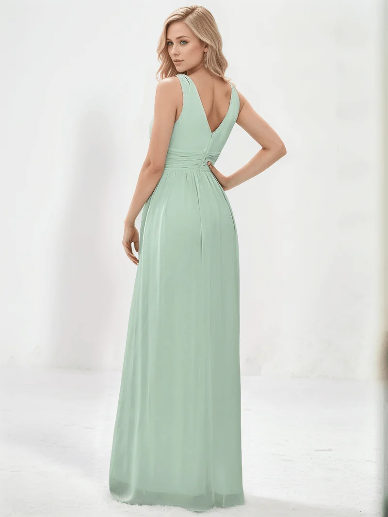 Robe pour invitée au mariage longue vert sauge