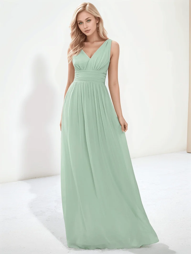 Robe pour invitée au mariage longue vert sauge