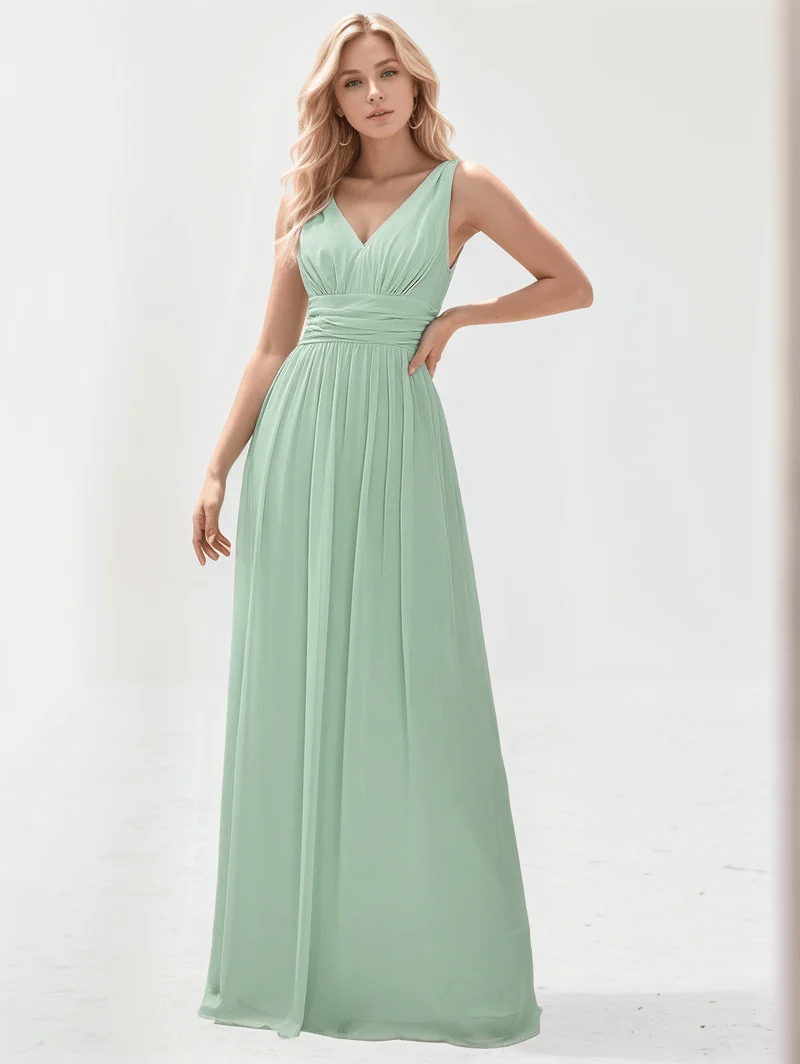Robe pour invitée au mariage longue vert sauge