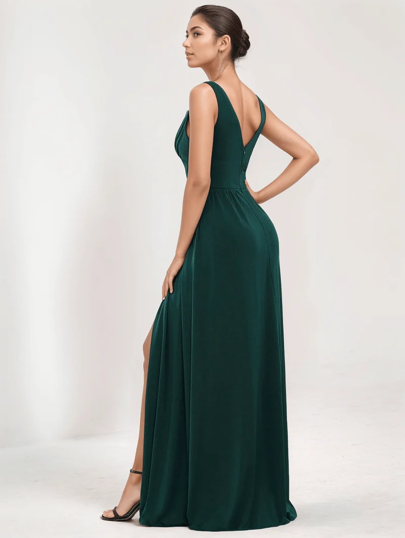 Robe de soirée longue verte chic