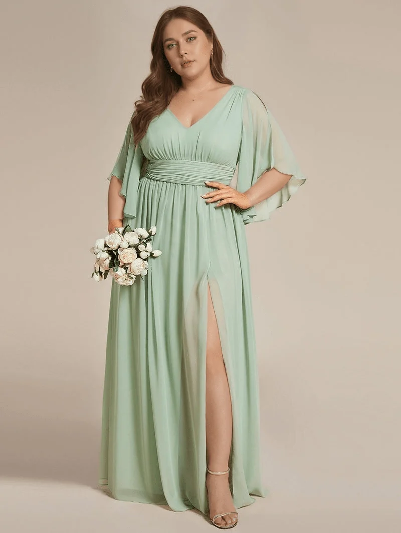 Robe demoiselle d'honneur vert sauge grande taille