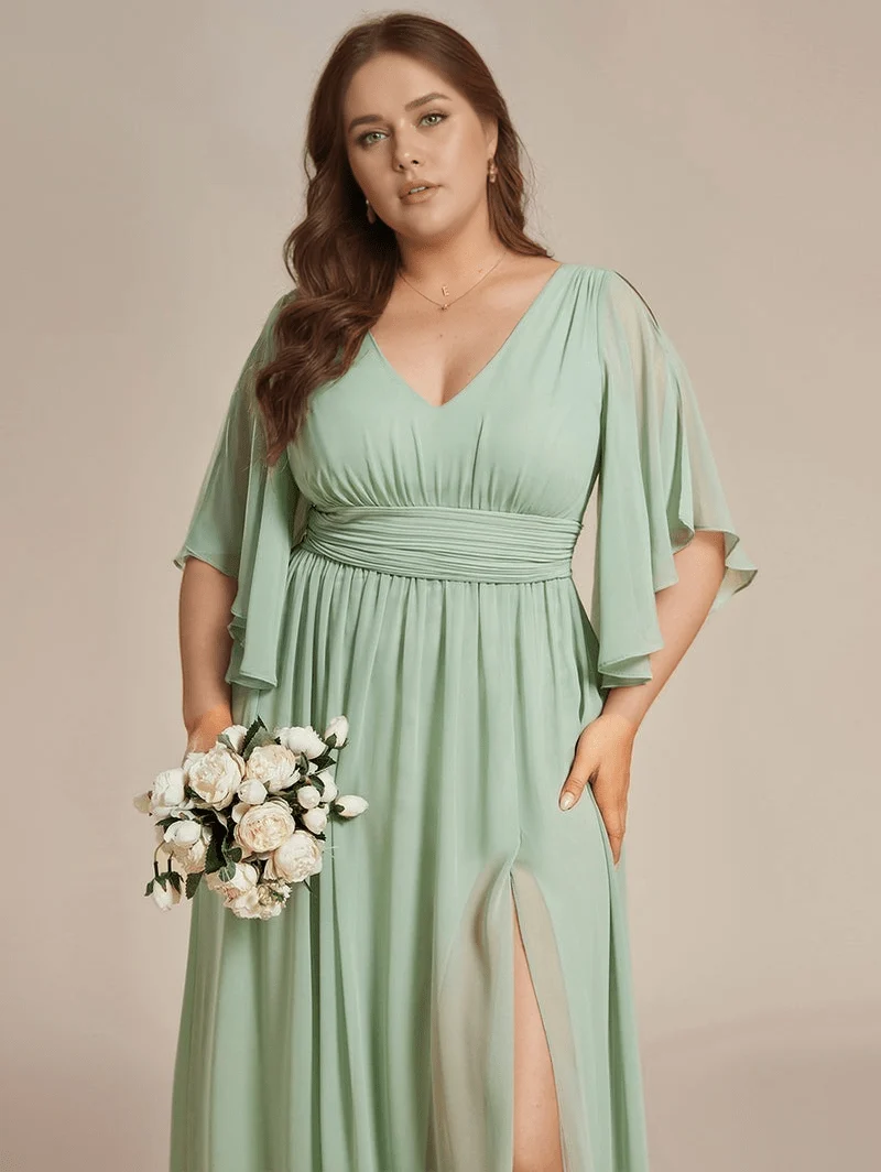 Robe demoiselle d'honneur vert sauge grande taille