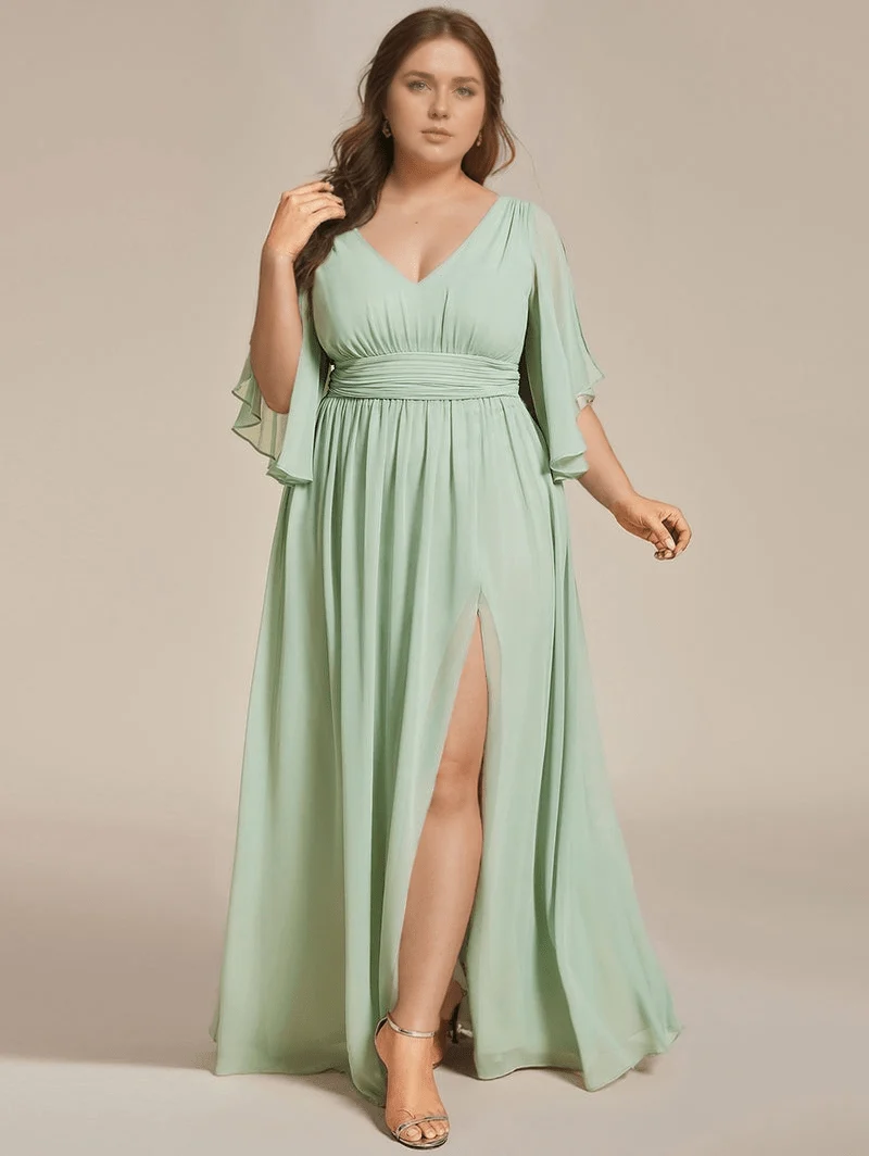 Robe demoiselle d'honneur vert sauge grande taille