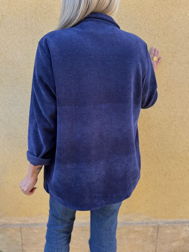 Veste tailleur en velours Sandra + bleu marine